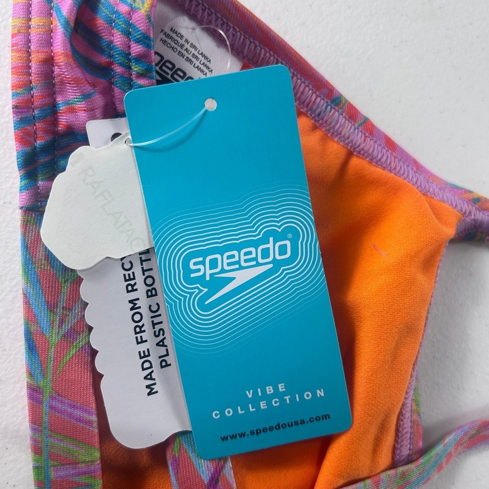Speedo Vibe Endurance Throwing Shade Tropical Bikini Top Pink Orange Medium NEW - Picture 6 of 10